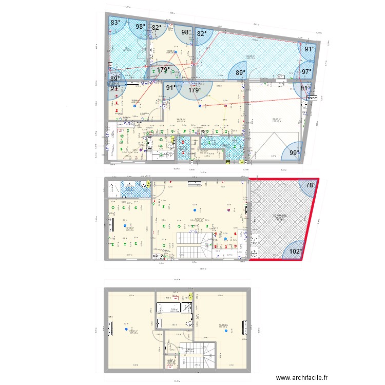 auray RDC, R+1 R+2 le 29-06-23 CFO-CFa . Plan de 19 pièces et 258 m2