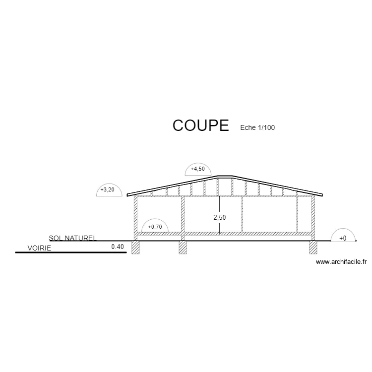 Fa&ccedil;ade coupe. Plan de 