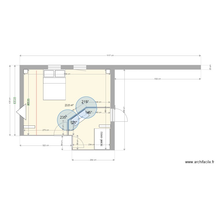 ETAGE SUD EXTENSION. Plan de 1 pièce et 24 m2