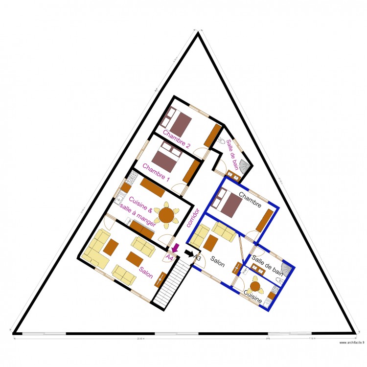 Appartements 3 et 4 etage. Plan de 0 pièce et 0 m2