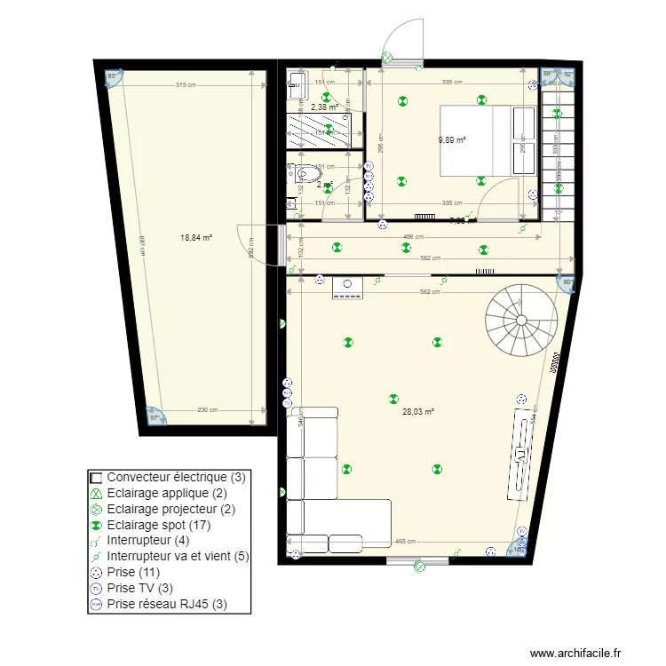 Maison serre chevalier 1 etage. Plan de 