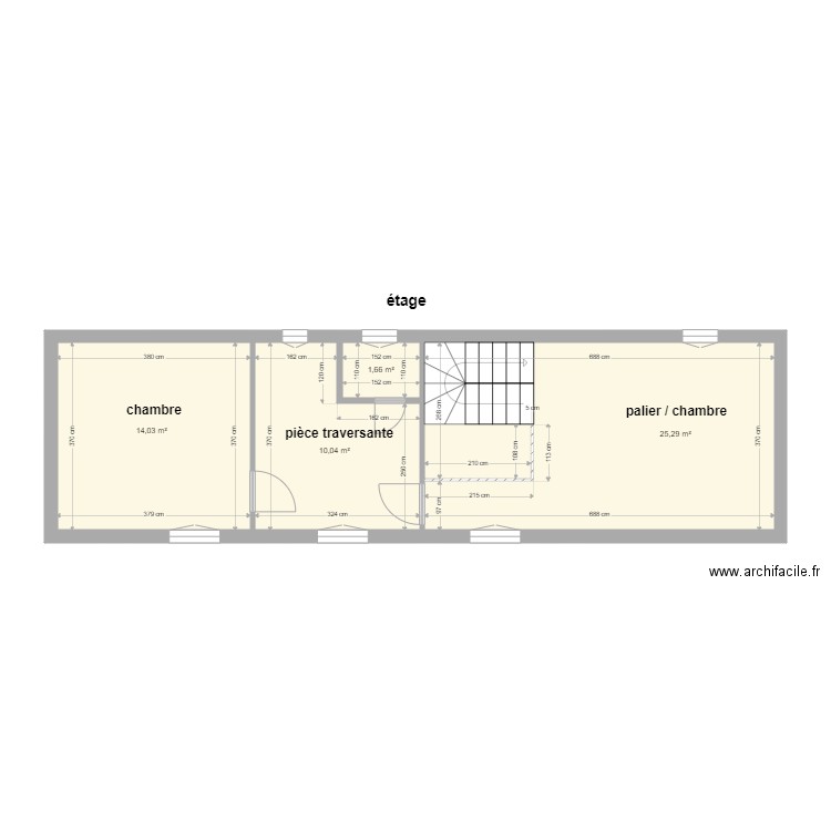 etage Vauthier Chelan. Plan de 4 pièces et 51 m2