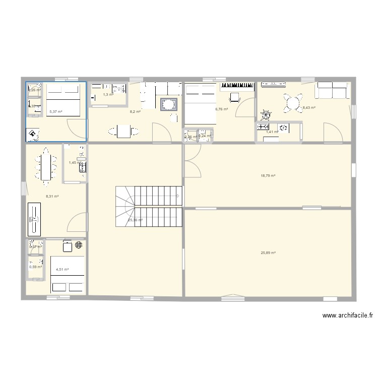 OLIVRE 2. Plan de 18 pièces et 121 m2