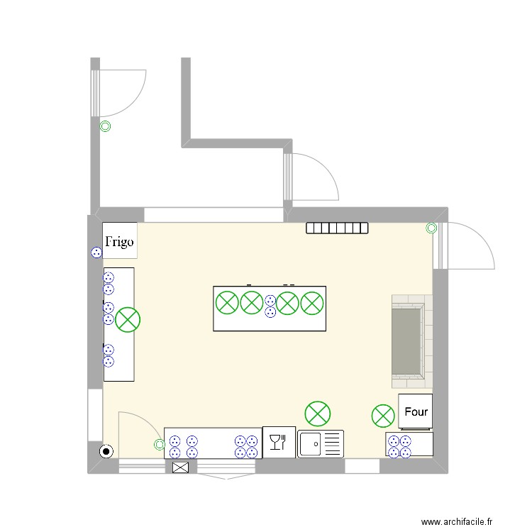 Cuisine elec. Plan de 1 pièce et 23 m2