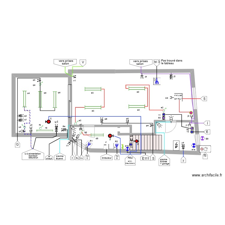 Oli garage avec fil  18-08-2023  105A  fin fin. Plan de 8 pièces et 109 m2