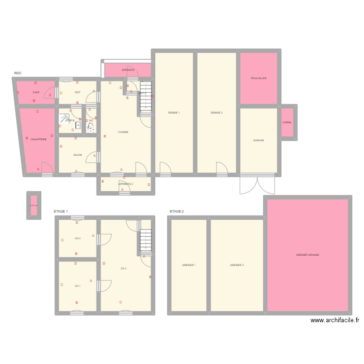 MOREL AMIANTE. Plan de 23 pièces et 269 m2