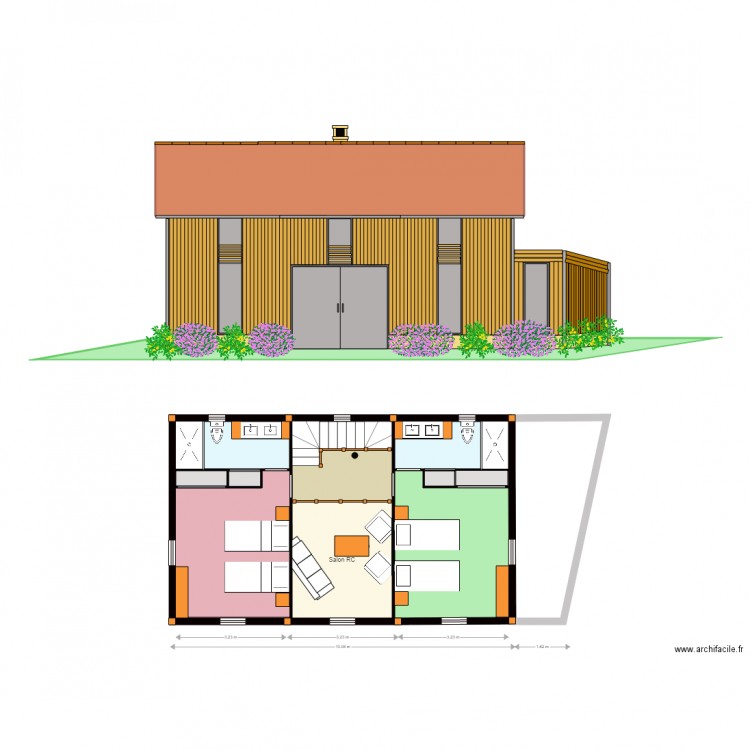 Hangar Etage et face EST. Plan de 0 pièce et 0 m2