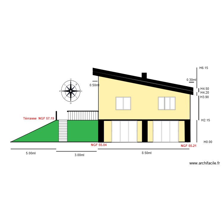 Facade OUEST                          villenauxe la petite. Plan de 0 pièce et 0 m2