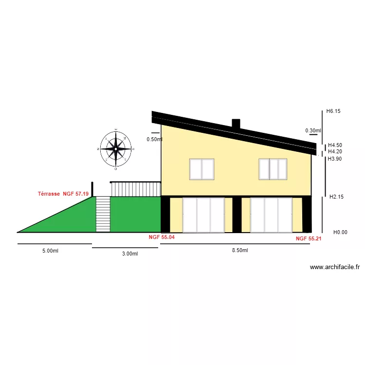 Facade OUEST villenauxe la petite. Plan de 1 et 12 m² Facade OUEST villenauxe la petite. Plan de 1 et 12 m²