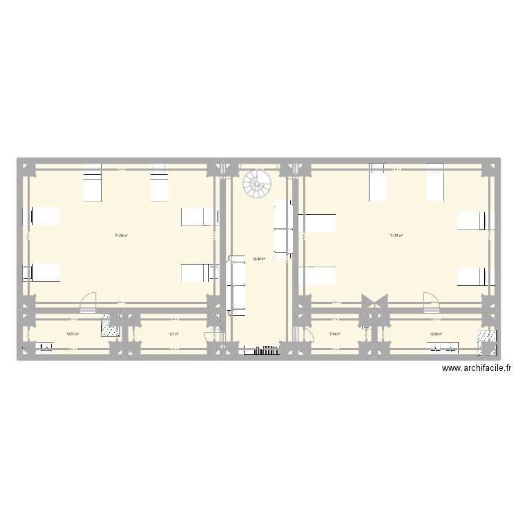 Combles ingénierie. Plan de 7 pièces et 216 m2