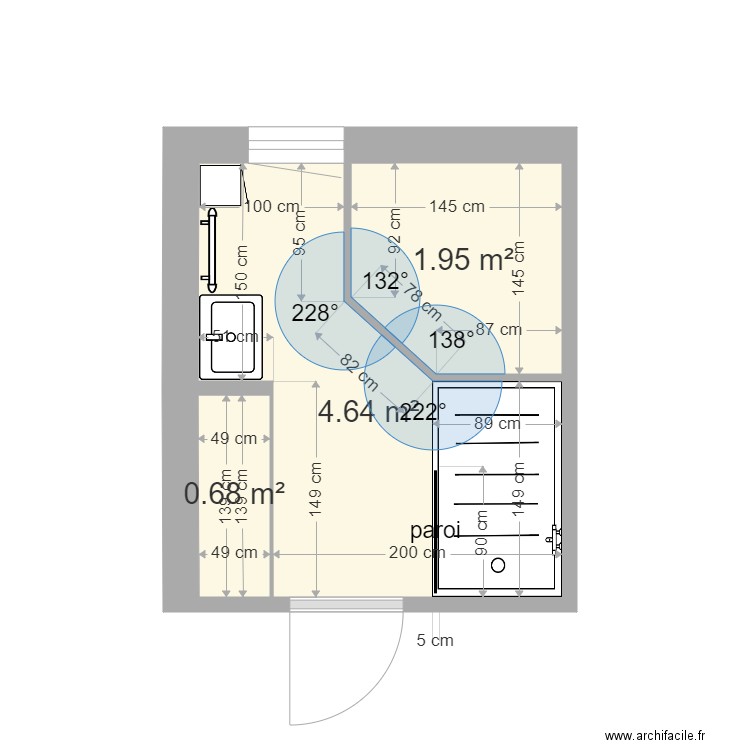 BRUGIROUX PSE. Plan de 3 pièces et 7 m2