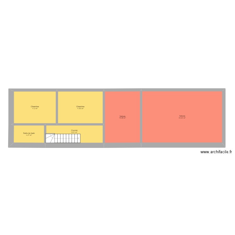 Plan Maison 2 trois ponts - 2eme. Plan de 6 pièces et 85 m2