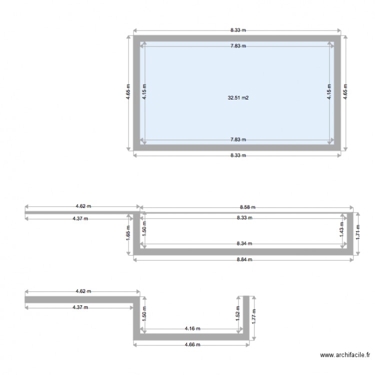 Plan de coupe 1. Plan de 0 pièce et 0 m2