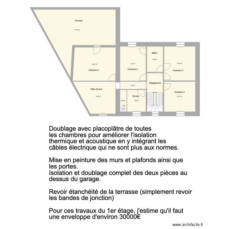 Saint Nic 1er étage. Plan de 11 pièces et 139 m2