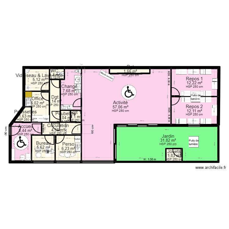 B92C5S projet. Plan de 18 pièces et 170 m2