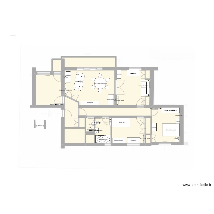 rénovation et aménagement. Plan de 18 pièces et 97 m2