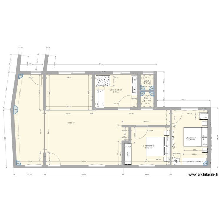 MEZEROLLES 2023 01 14. Plan de 6 pièces et 101 m2