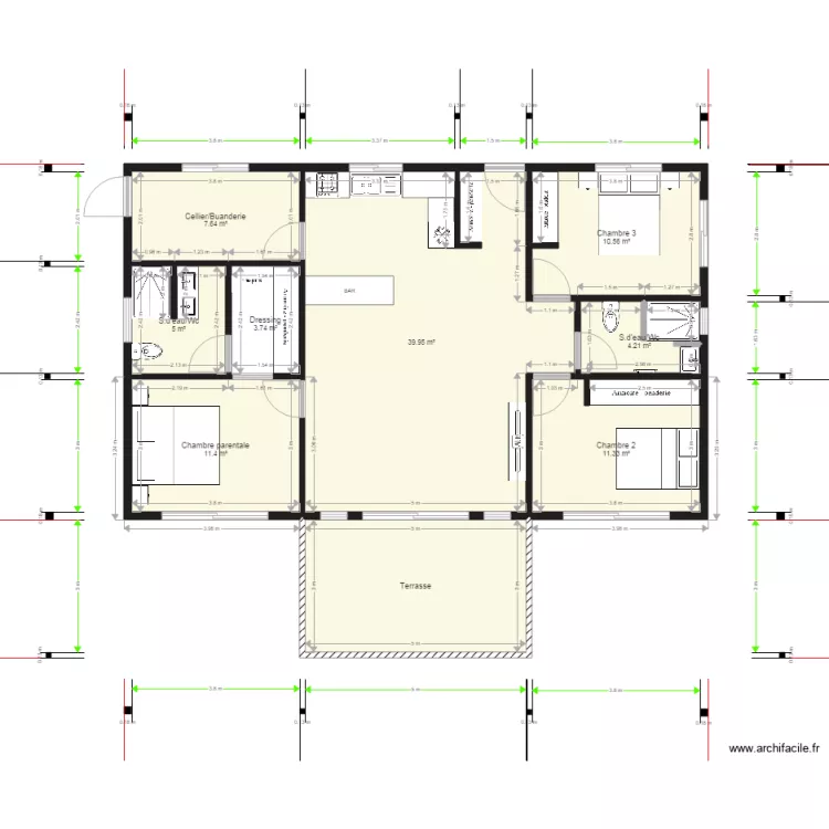 Maison TEHIKI AKA avec meubles. Plan de Maison TEHIKI AKA avec meubles. Plan de