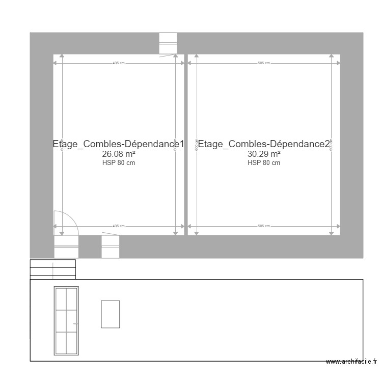 SPDR13-Etage_Combles-Dépendances_0. Plan de 2 pièces et 56 m2