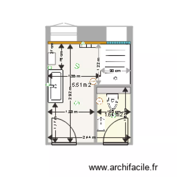 Bain WC RDC. Plan de 