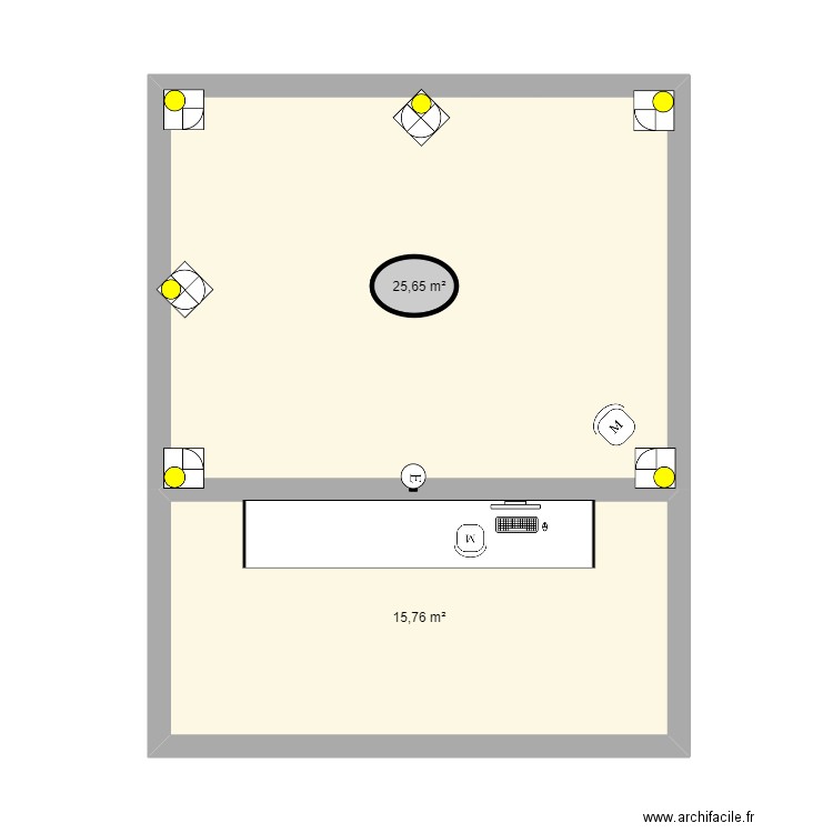 test 1 salles. Plan de 0 pièce et 0 m2