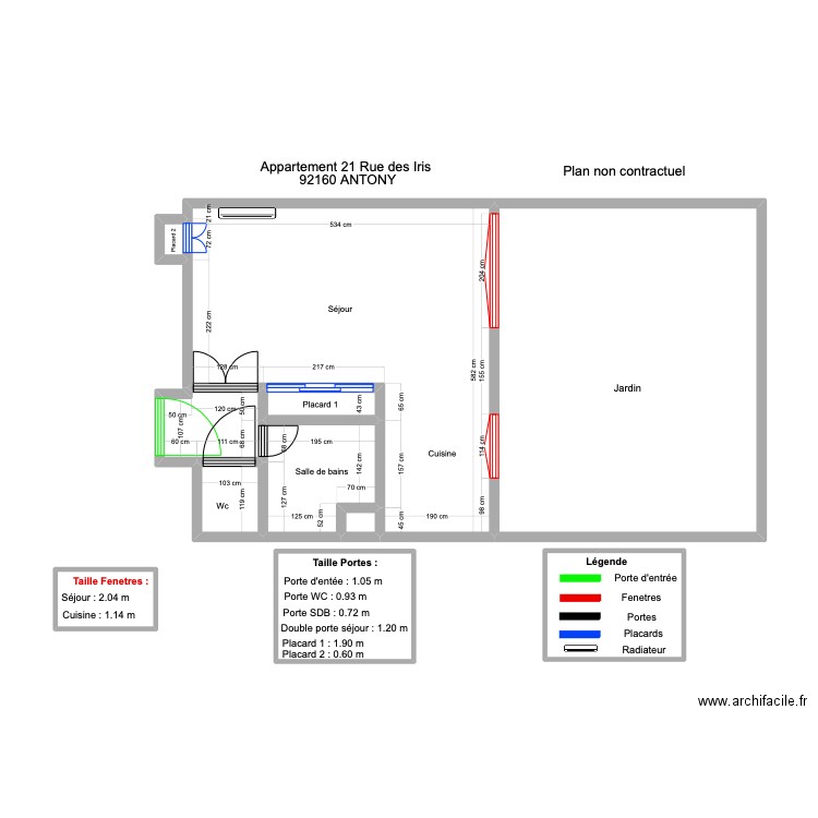 PIN avec mesure . Plan de 11 pièces et 68 m2