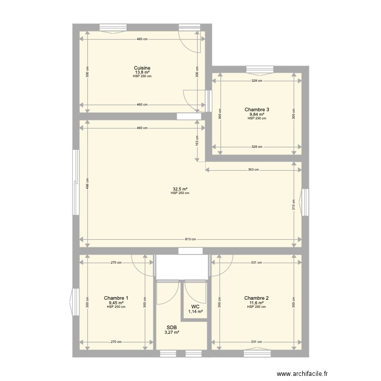 RP CHATEAUBERNARD. Plan de 7 pièces et 82 m2