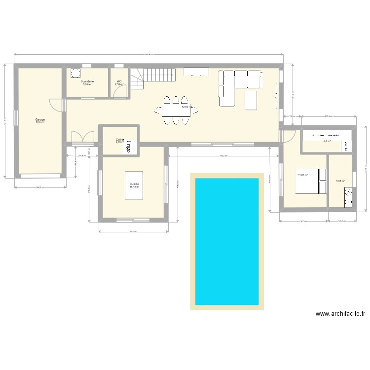 Projet maison individuel. Plan de 9 pièces et 119 m2
