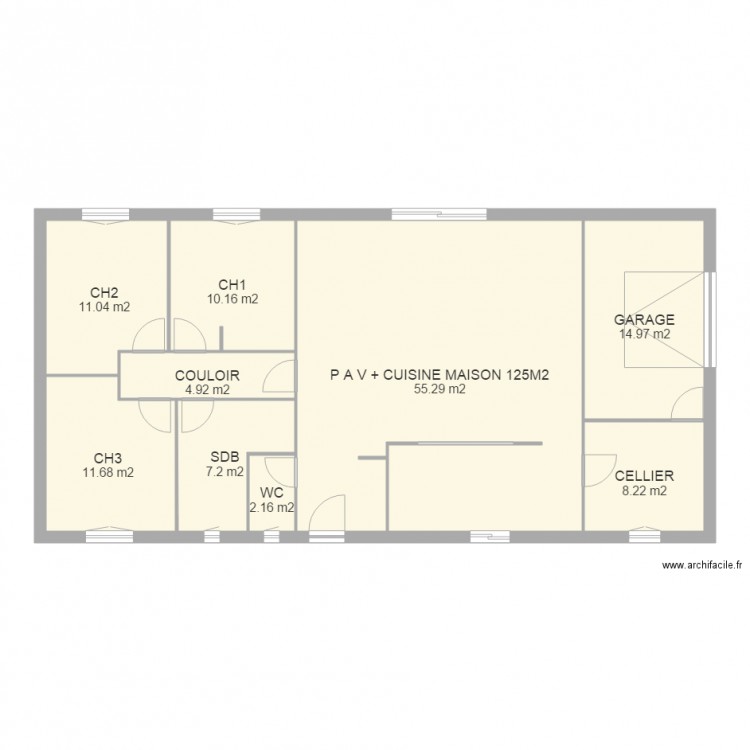 PLAN MAISON 125 M2. Plan de 0 pièce et 0 m2