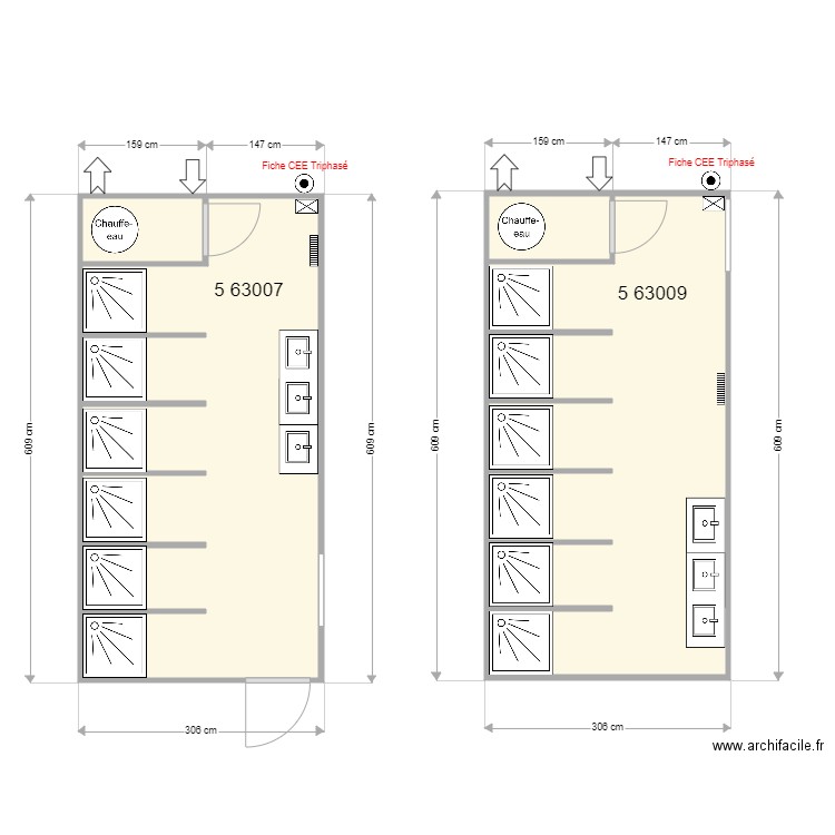 Inovyn assemblage douches. Plan de 4 pièces et 34 m2