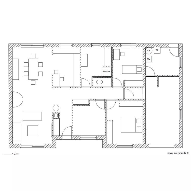 Plein Pied 101m2 Hab. 8.75m2 Buand. et 21m2 Gar.. Plan de Plein Pied 101m2 Hab. 8.75m2 Buand. et 21m2 Gar.. Plan de