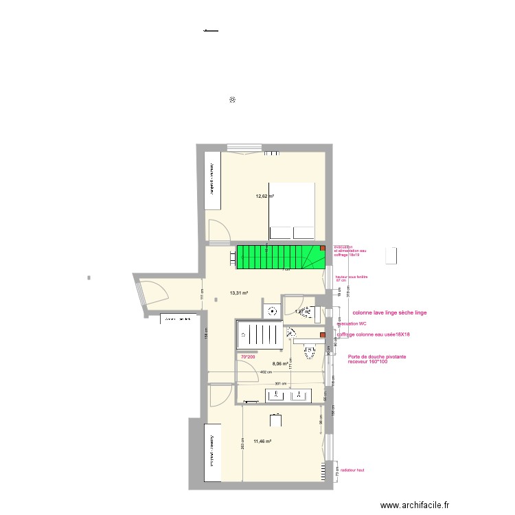 plan 1 2eme Wc face petite fenêtre motif. Plan de 0 pièce et 0 m2