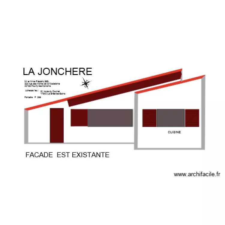 LA JONCHERE      FACADE DUNE EXISTANTE. Plan de 