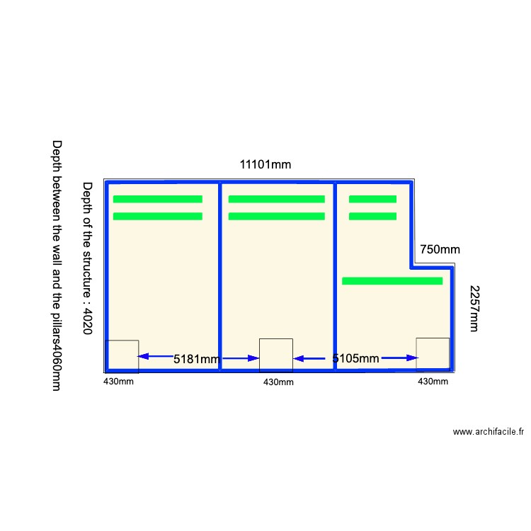 Brise Soleil LIVINGSTONE. Plan de 3 pièces et 23 m2