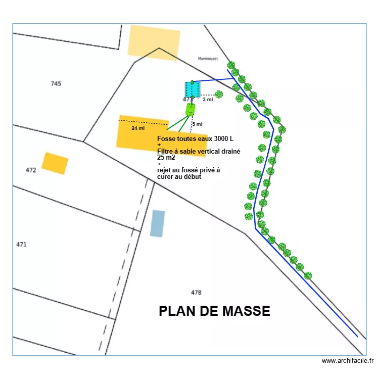 Thomas -de Lagabbe filtre &agrave; sable. Plan de 