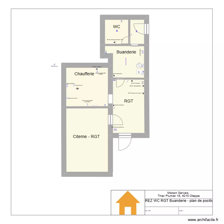 maison REZ WC - Chaufferie. Plan de 5 et 105 m² maison REZ WC - Chaufferie. Plan de 5 et 105 m²