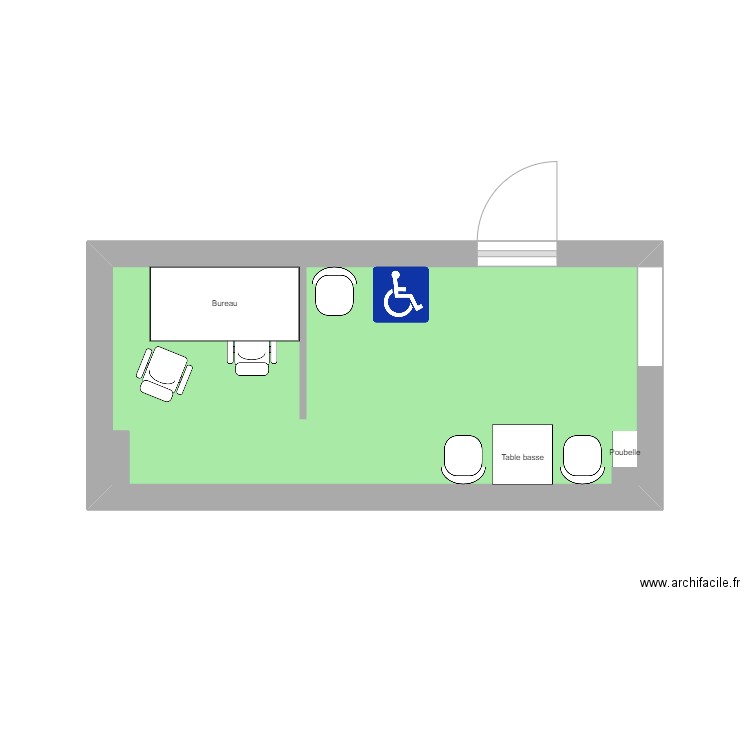 Salle d'attente. Plan de 1 pièce et 12 m2