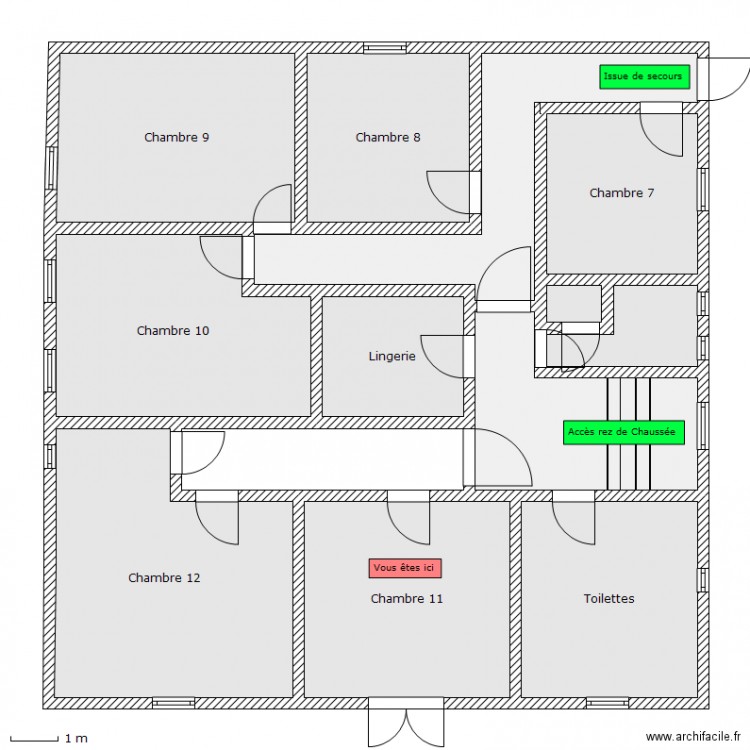 Auberge - 1er etage - Chambre 11. Plan de 0 pièce et 0 m2