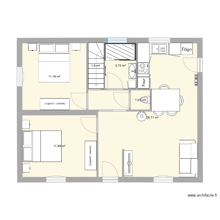 MATHILDE BOULONNAIS. Plan de 6 pièces et 58 m2