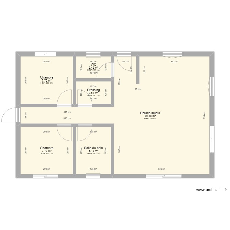 Pl 03. Plan de 6 pièces et 65 m2