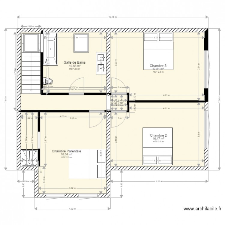 PLAN ETAGE PROJET SWENDER ROBERT 2. Plan de 6 pièces et 71 m2