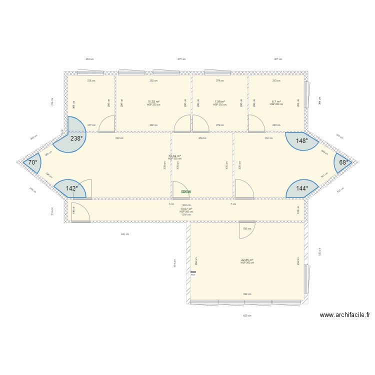 plan Montferrier. Plan de 6 pièces et 117 m2