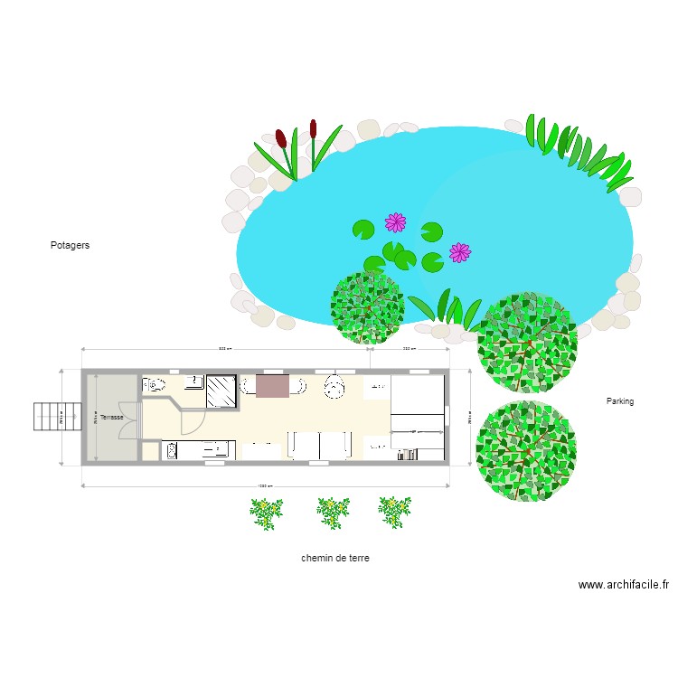 roulotte 1 paysager. Plan de 0 pièce et 0 m2