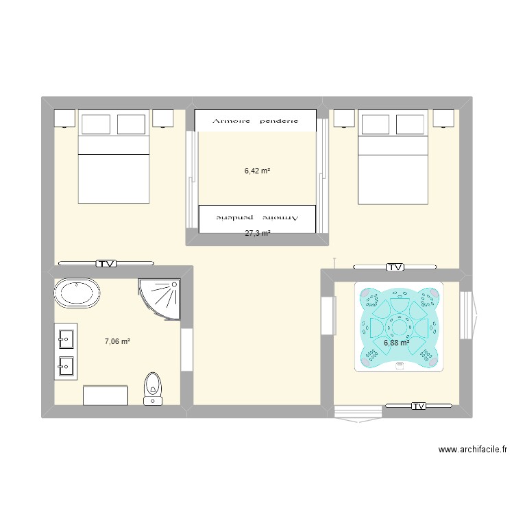 chambre. Plan de 0 pièce et 0 m2