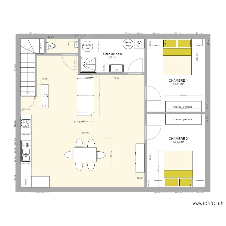 APPARTEMENT 1 v2. Plan de 5 pièces et 125 m2