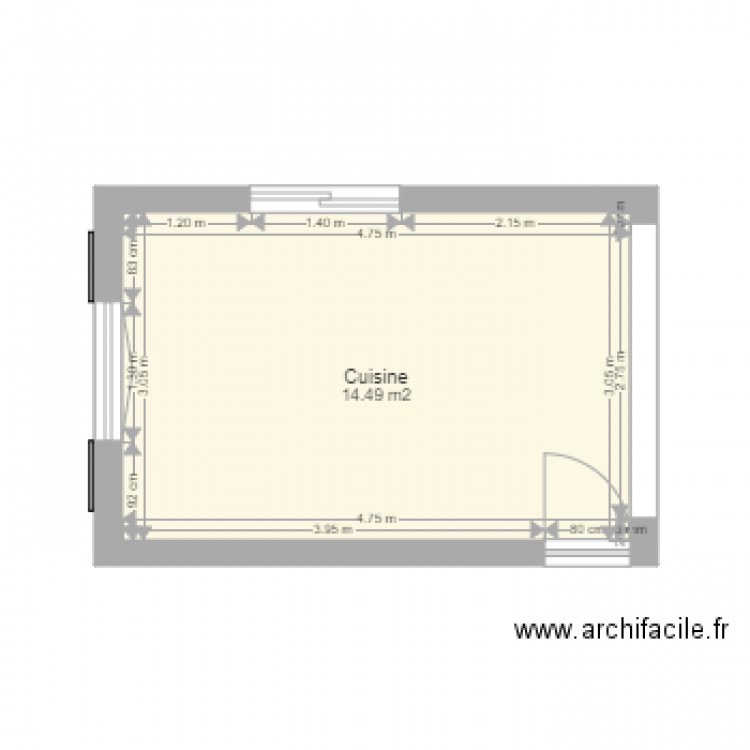 Cotation cuisine. Plan de 0 pièce et 0 m2