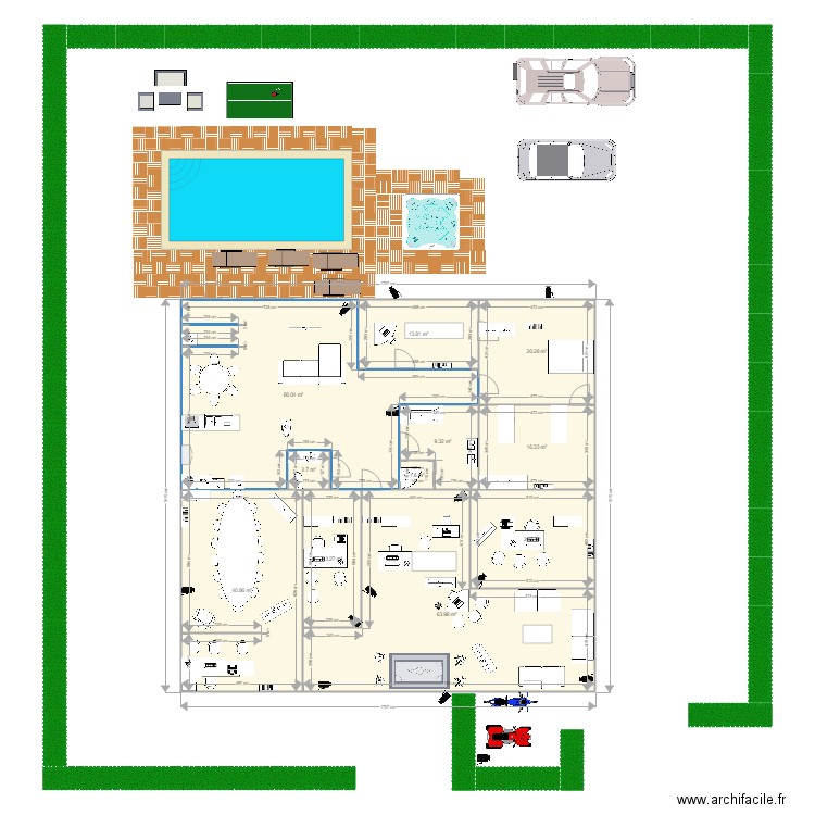 entreprise plus maison deriere jardin. Plan de 0 pièce et 0 m2