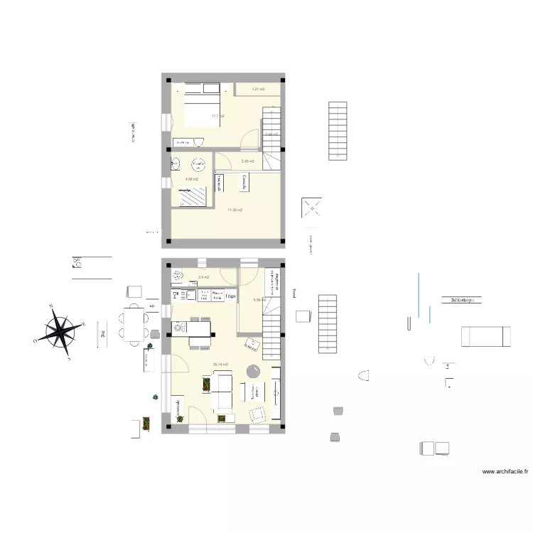 PG appart duplex pignon est sections 5 5. Plan de PG appart duplex pignon est sections 5 5. Plan de