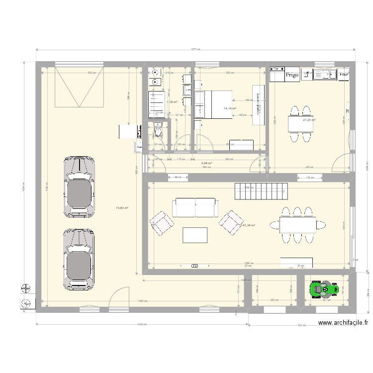 maison 14. Plan de 7 pièces et 168 m2