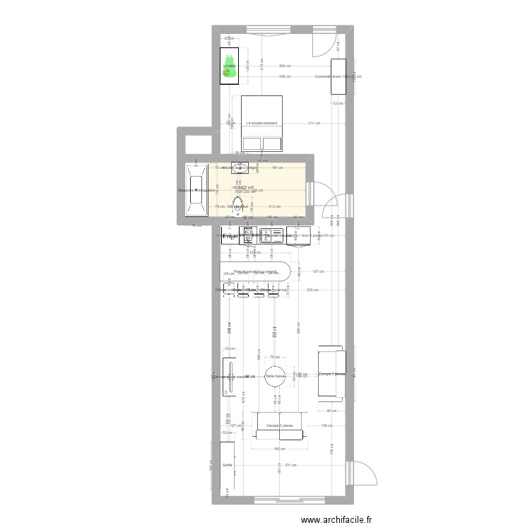 neuilly gite. Plan de 1 pièce et 8 m2